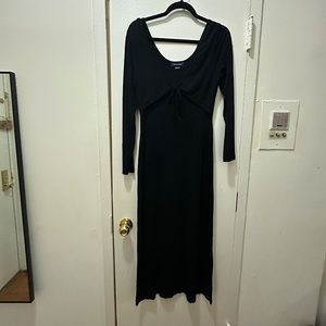 90s black tie front maxi dress